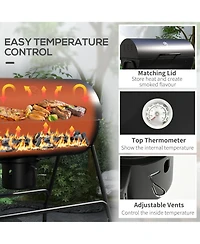 Outsunny Barrel Charcoal Bbq Grill, Wheeled Barbecue,