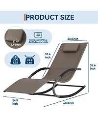 homfan Outdoor Rocking Chair with Iron Frame, Breathable Mesh Patio Recliner for Porch