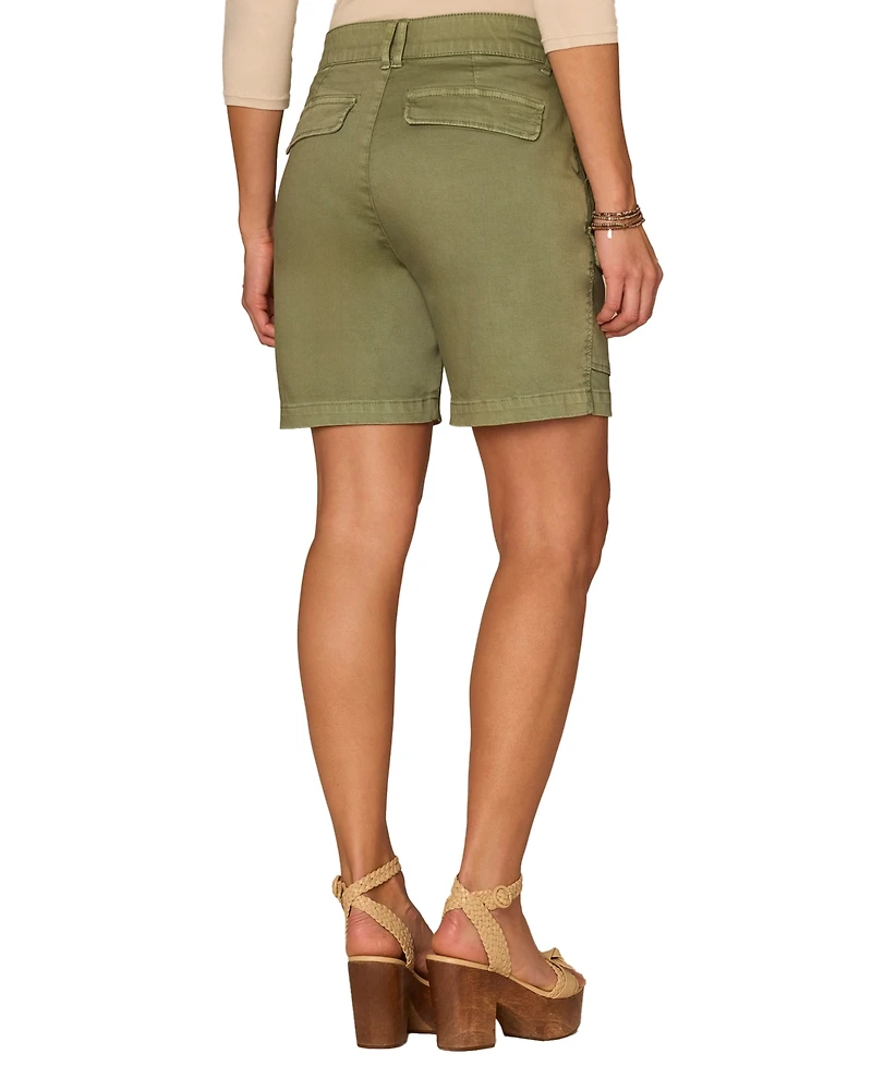 Democracy Petite Sky-Rise Flap Patch Pockets Cargo Shorts