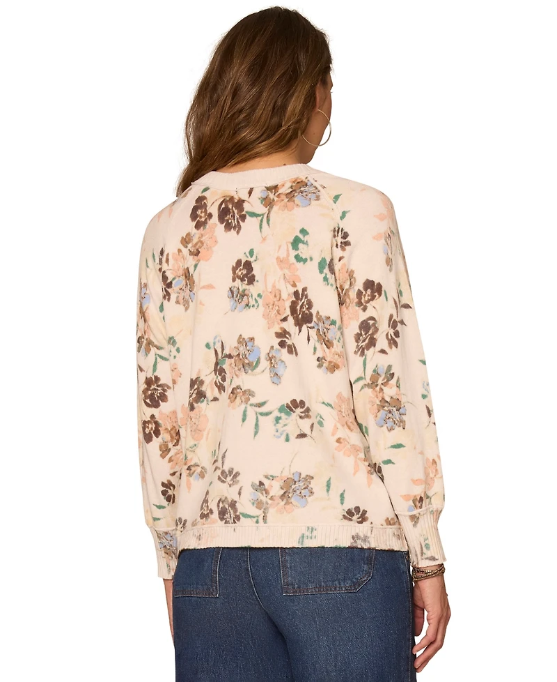 Democracy Petite Printed Round Neck Cardigan