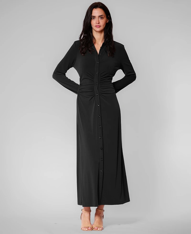 julia jordan Women's Long-Sleeve Collared Midi Dress