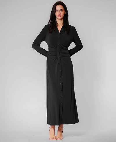 julia jordan Women's Long-Sleeve Collared Midi Dress