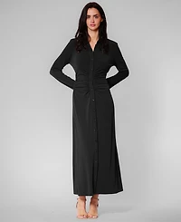 julia jordan Women's Long-Sleeve Collared Midi Dress