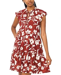 Msk Women's Floral Linen Blend Tiered Dress