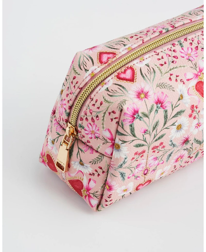 Fable England Women's Floral Heart Cosmetic Pouch