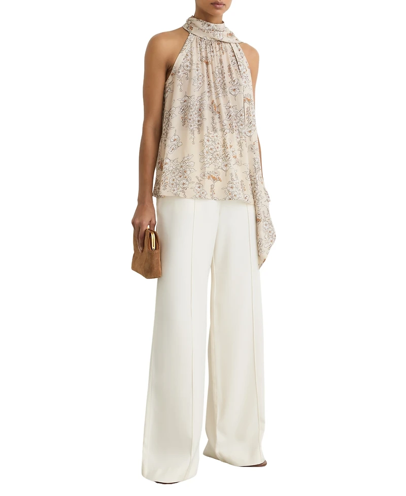 Reiss Women's Floral-Print Scarf-Neck Top