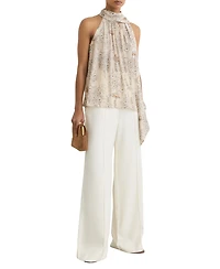 Reiss Women's Floral-Print Scarf-Neck Top