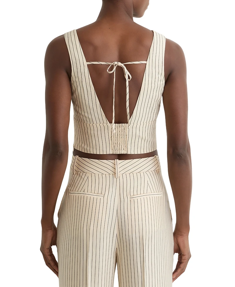 Reiss Women's Pinstripe Tie-Front Cropped Top