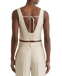 Reiss Women's Pinstripe Tie-Front Cropped Top