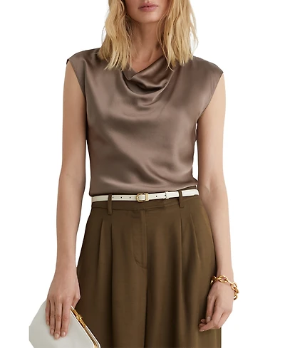 Reiss Women's Silk Cowl-Neck Sleeveless Top