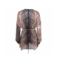 Pre-Owned Roberto Cavalli Women's Animal Print Silk Embellished Sheer Blouse