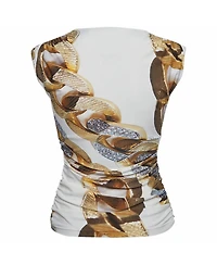 Pre-Owned Roberto Cavalli Women's Printed Jersey Ruche Top