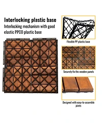 Mondawe 12-inch x 12-inch Acacia Wood Checker Pattern Interlocking Deck Tiles