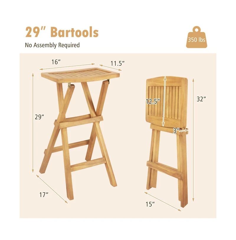 Boyel Living Set of 2 No Assembly Outdoor Bar Stools with Countered Seat