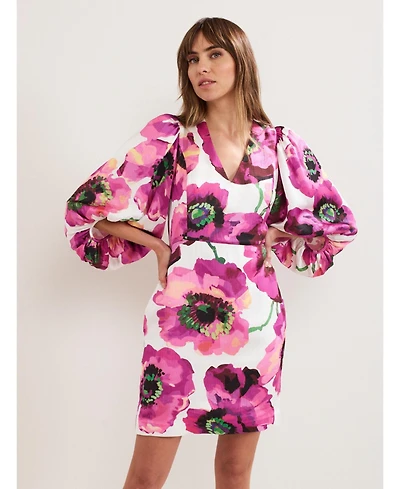 Phase Eight Women's Fiona Puff Sleeve V-Neck Dress