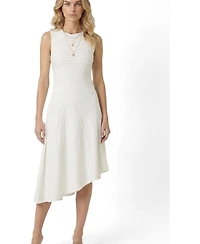 Modenaire Women's Sleeveless Asymmetrical-Hem Midi Dress