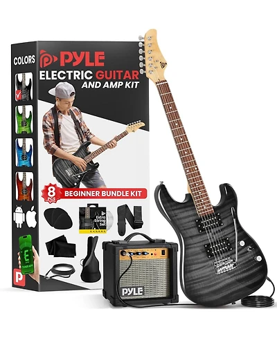 Pyle 6-String Electric Guitar Kit- Includes Amplifier with Accessory Kit