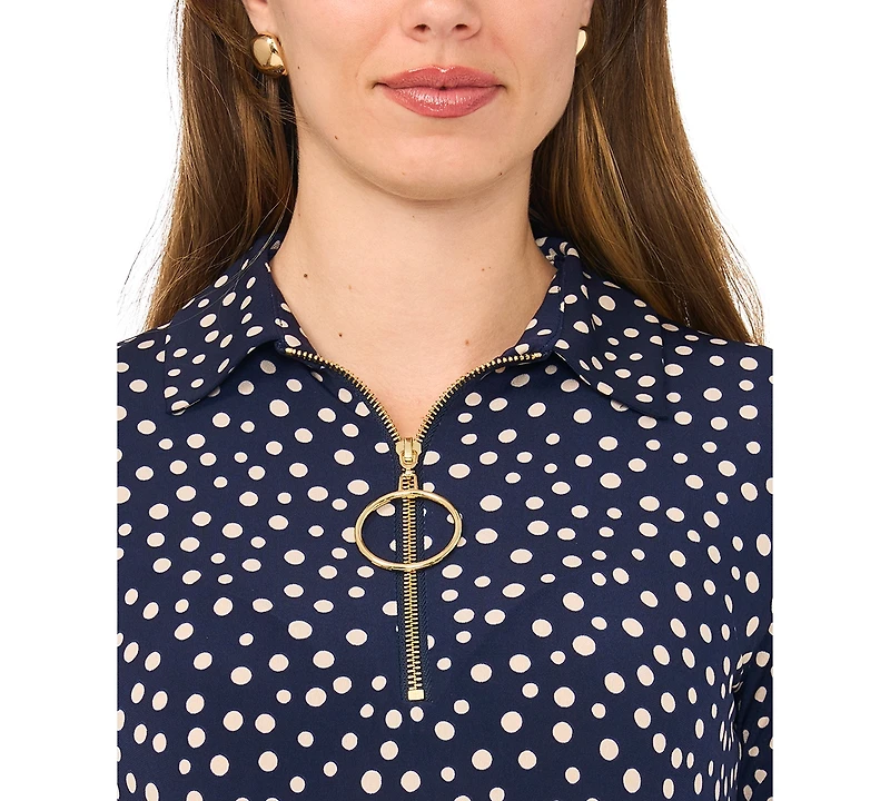 Msk Women's V Neck Collar and Trim Midi Dress