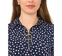 Msk Women's V Neck Collar and Trim Midi Dress