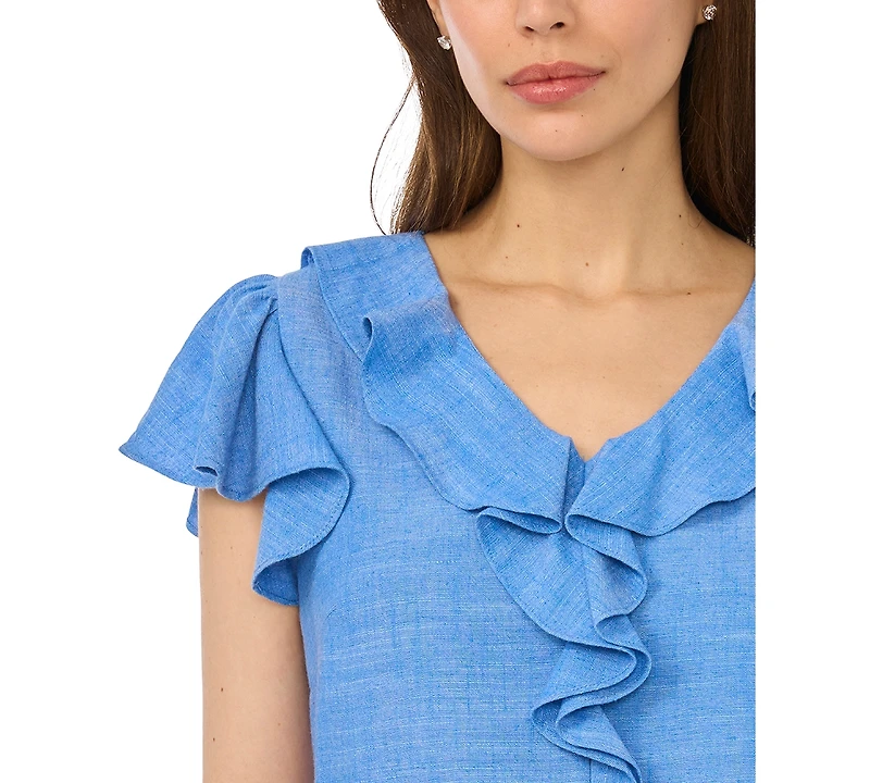 CeCe Women's Ruffle V-Neck Flutter-Sleeve Top