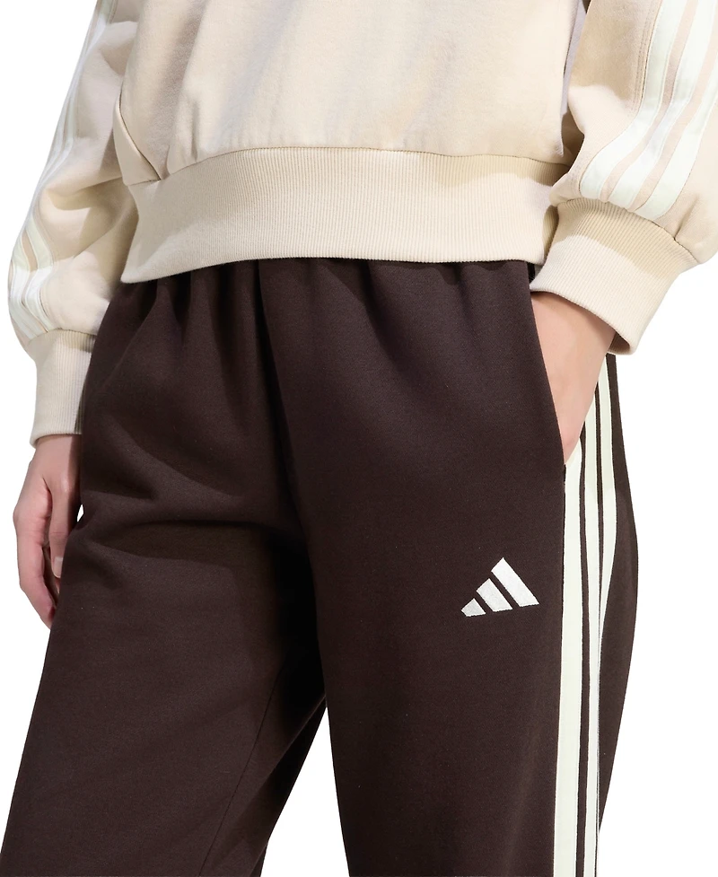 adidas Women's Essentials Three Stripes Fleece Open Hem Pants