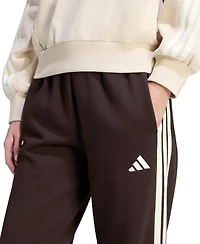 adidas Women's Essentials Three Stripes Fleece Open Hem Pants