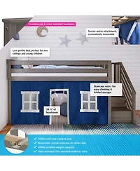 Max & Lily Twin Low Loft with Stairs and Curtains