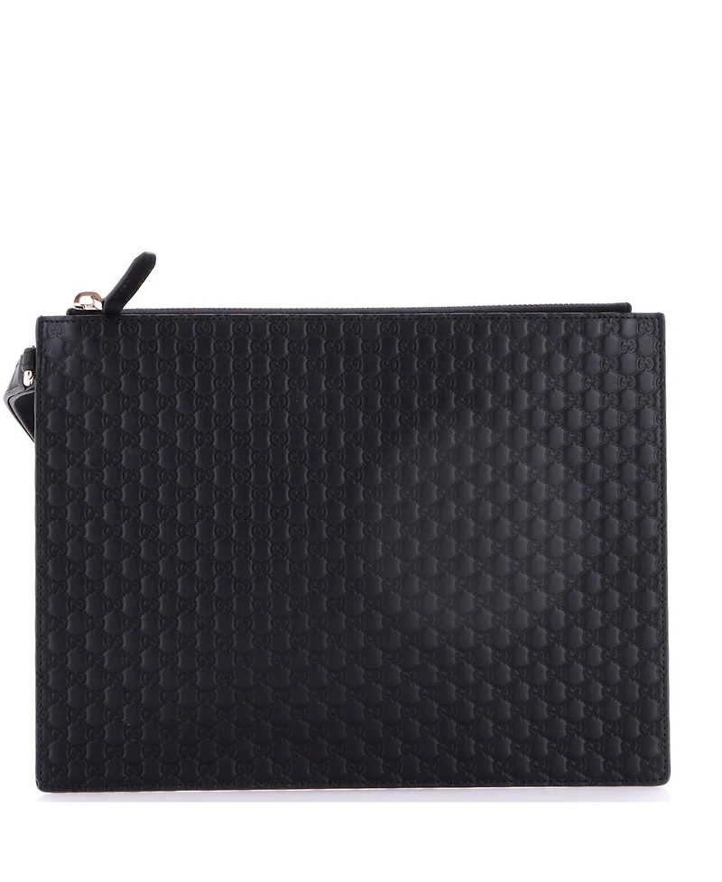 Pre-Owned Gucci Medium Wristlet Pouch Microguccissima Leather