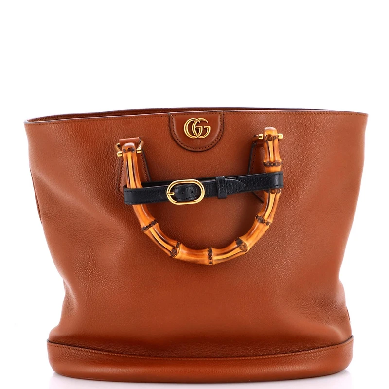 Pre-Owned Gucci Medium Diana Bamboo Handle Round Tote Leather