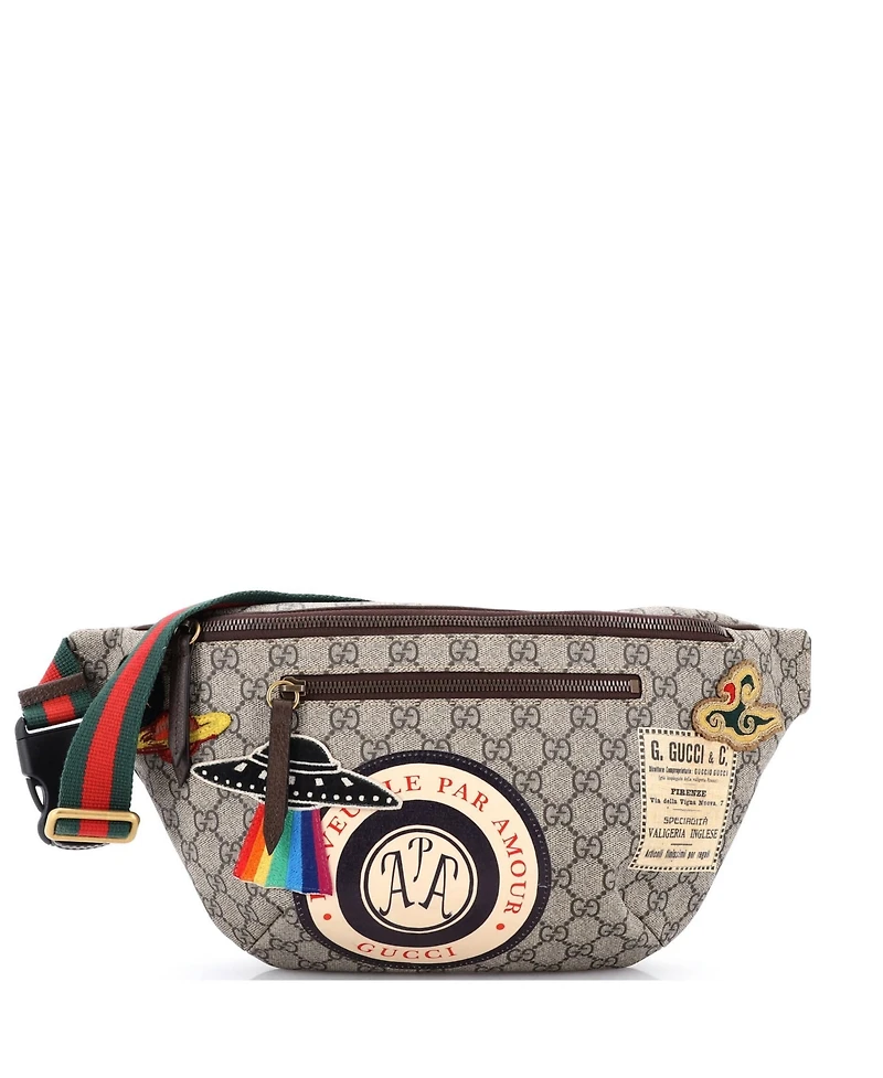 Pre-Owned Gucci Courrier Zip Belt Bag Gg Coated Canvas with Applique