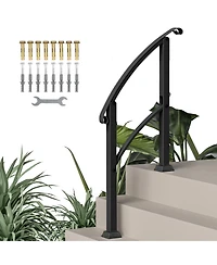 Outsunny 1-3 Step Handrails for Outdoor Steps, Metal Deck Railing