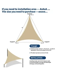 gaomon 12x12x12 inches ' Triangle Sun Shade Sail Shade Cloth, Sunshade for Patio, Backyard, Deck, Garden, Sand