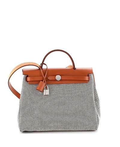 Pre-Owned Hermes 31 Herbag Zip Criss Viking Toile and Leather