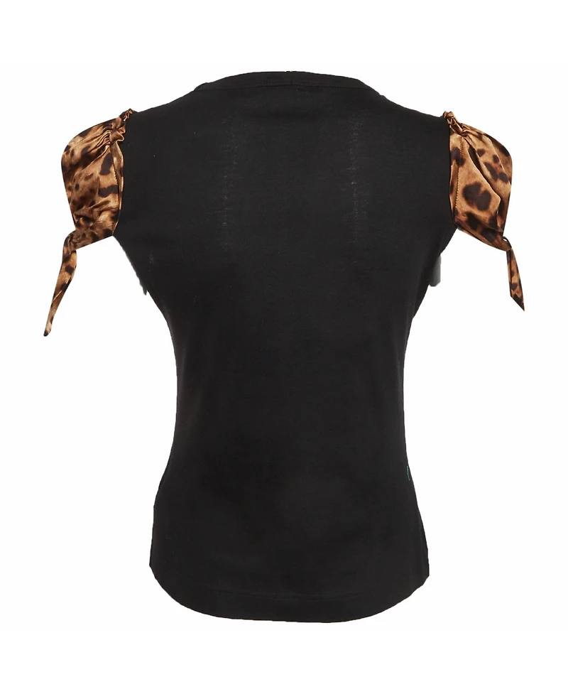 Pre-Owned Dolce & Gabbana Women's Leopard Print Satin And Jersey Top