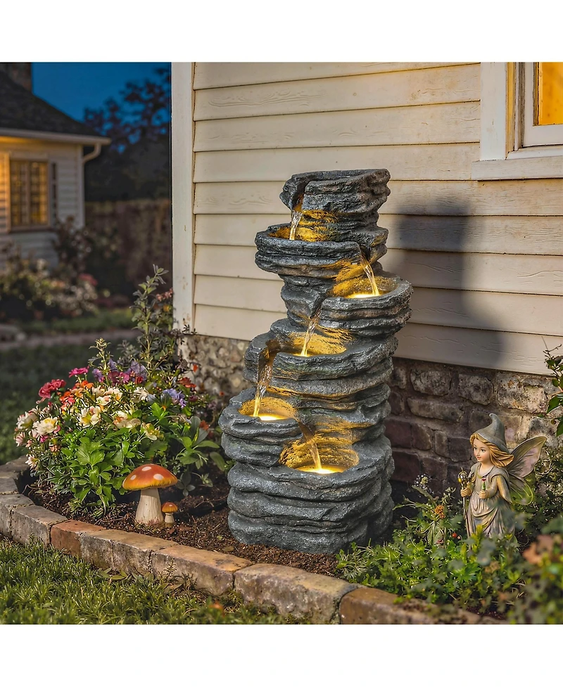 Outsunny Outdoor Fountain with Cascading Waterfall, 40