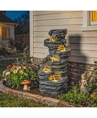 Outsunny Outdoor Fountain with Cascading Waterfall, 40