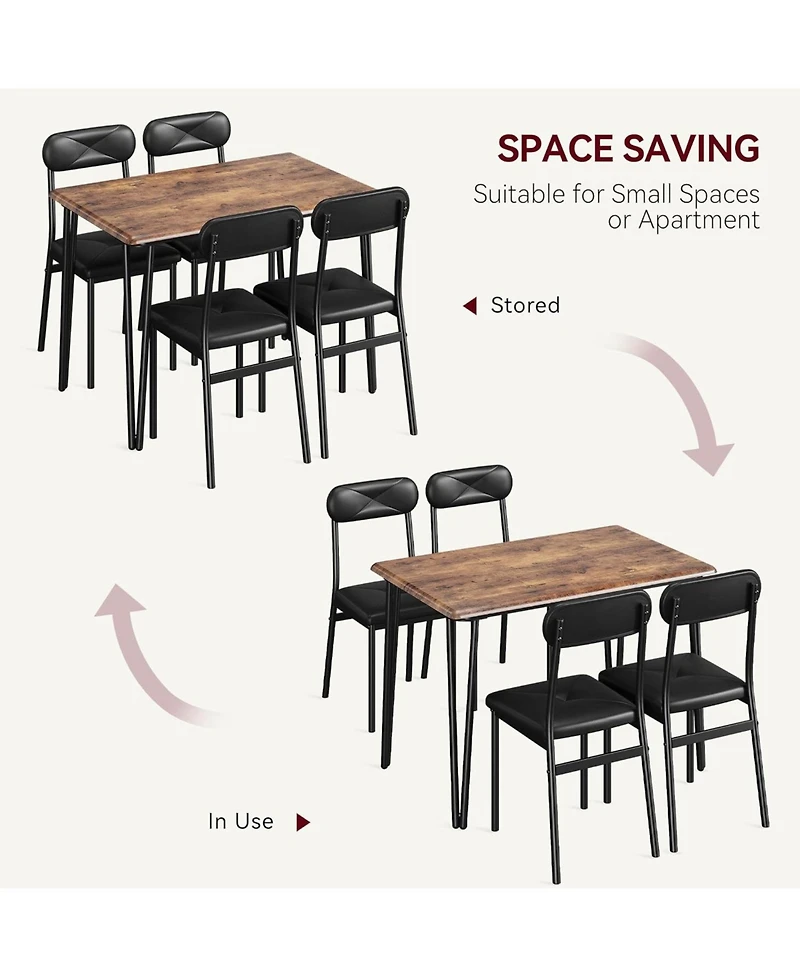 gaomon 5-Piece Dining Table Set with Upholstered Chairs