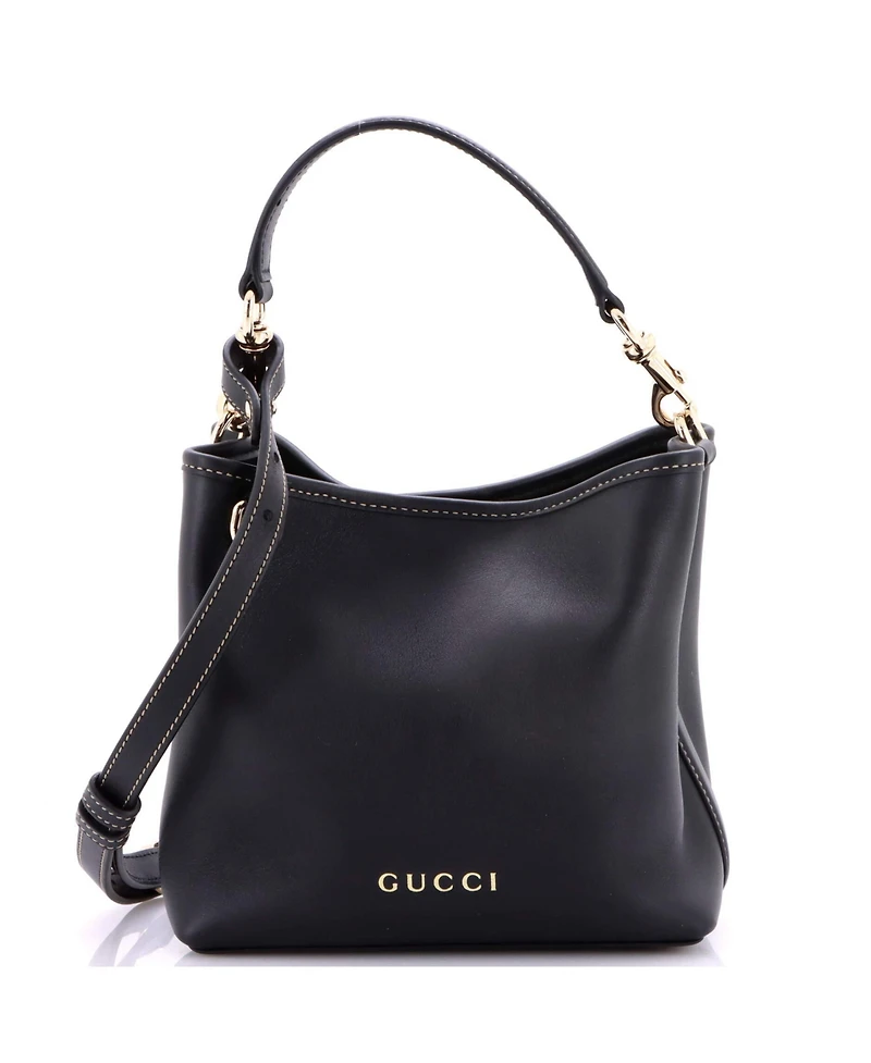 Pre-Owned Gucci Small Emblem Bucket Bag Leather