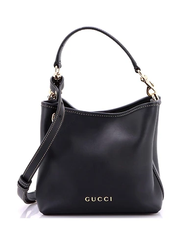 Pre-Owned Gucci Small Emblem Bucket Bag Leather