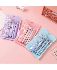 Htutwoo 7-In-1 Stationery Set with Gel Pen, Highlighter, Ballpoint Pen, Pencil, Eraser, Knife and Correction Tape, Children Back To School