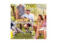 Lucky One Aluminum Grill Table with Iron Mesh Top, Folding Camping Table Adjustable Height
