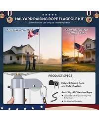 Yescom Bravery 20ft 13 Gauge Sectional Flag Pole with Solar Light Outside House