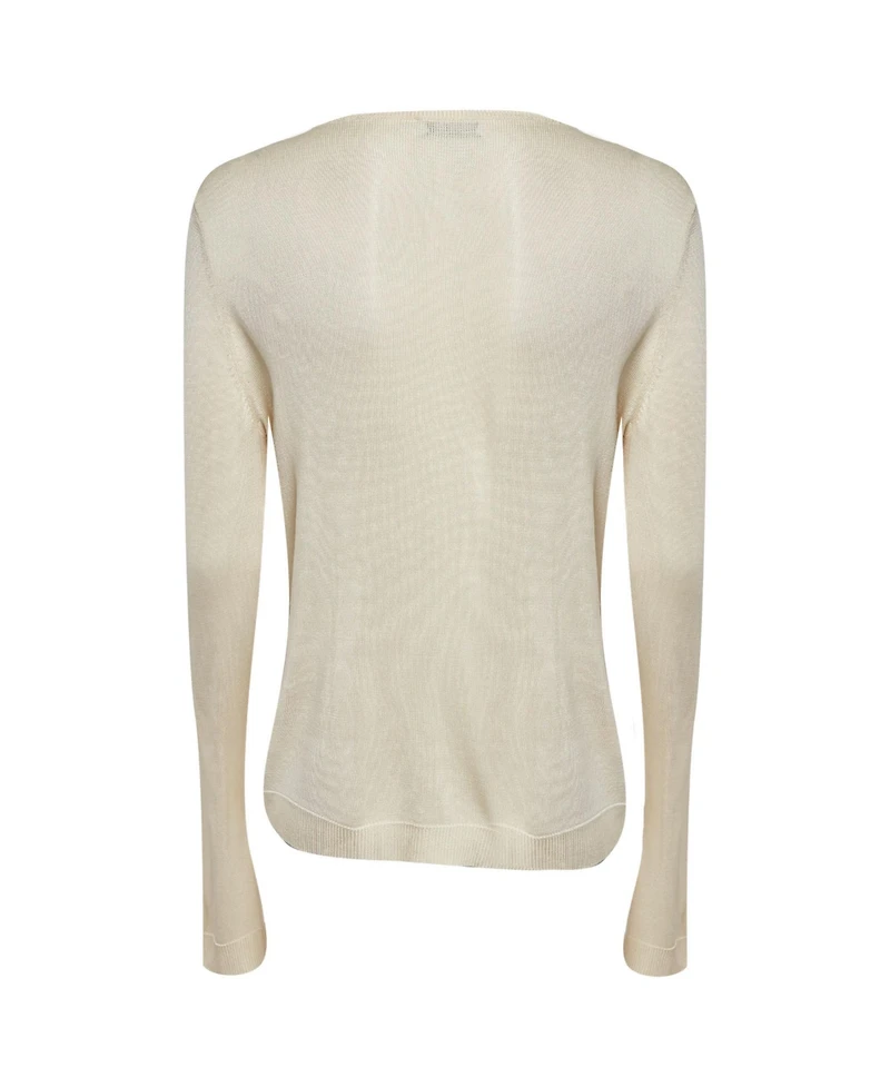 Pre-Owned Moschino Women's Cheap And Chic Cream Knit Floral Applique Detail Cardigan
