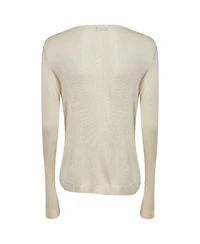 Pre-Owned Moschino Women's Cheap And Chic Cream Knit Floral Applique Detail Cardigan