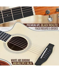 Pyle 41" Electric Acoustic Guitar Kit – Full Size Dreadnought Cutaway with Spruce Top, Gig Bag, Strap, Picks and Extra Steel Strings
