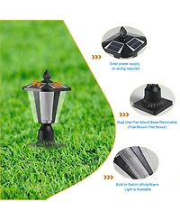 Clihome 2 Pieces 15inch H Solar Powered Outdoor Lantern, Modern Garden Light with Led