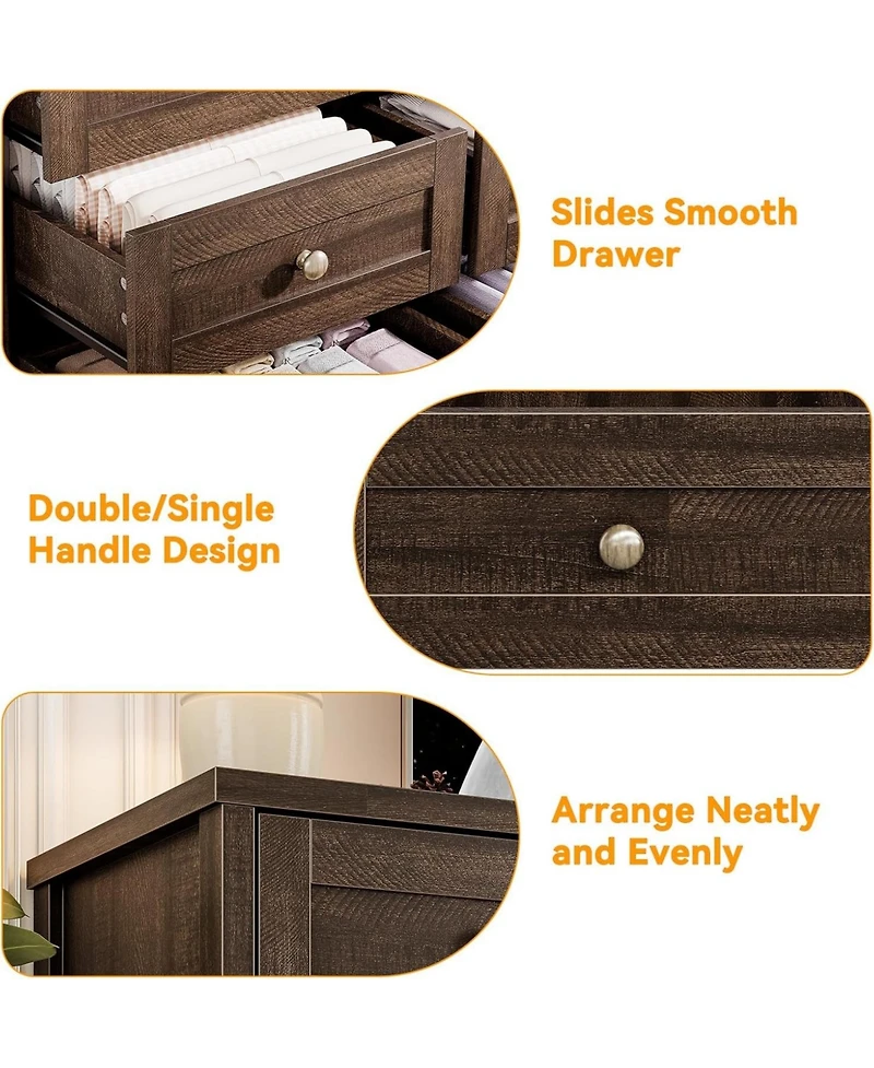 gaomon Wood Dressers for Bedroom with 12 Drawers, 63" Long Wooden Dresser for Living Room, Hallway, 16" Wide Tv Stand Dresser for 65 Inch Tv