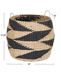 Household Essentials Large Woven Basket, Round Decorative Basket with Handles