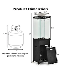 Gouun 41000 Btu Propane Patio Heater with Metal Hood and Lockable Wheels