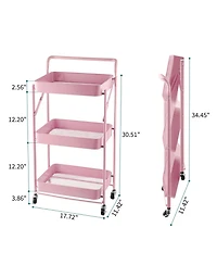 Mega Casa 5 tier Rolling Utility Cart with Lockable Wheels, Adjustable Baskets Metal Storage Cart for Home Kitchen